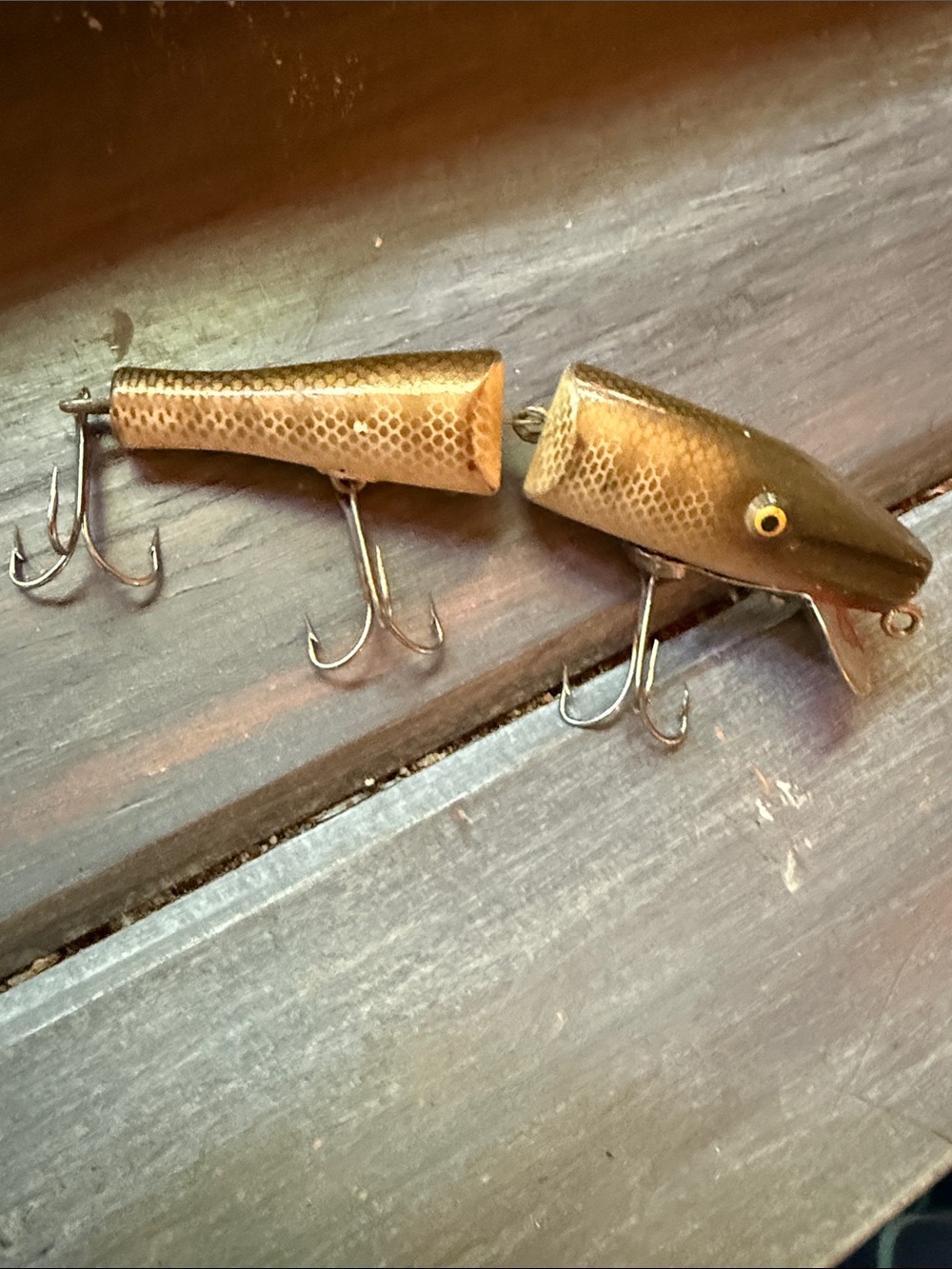 Vintage Wooded Paw Paw Segmented Brown Fish Lure - Men's Accessories